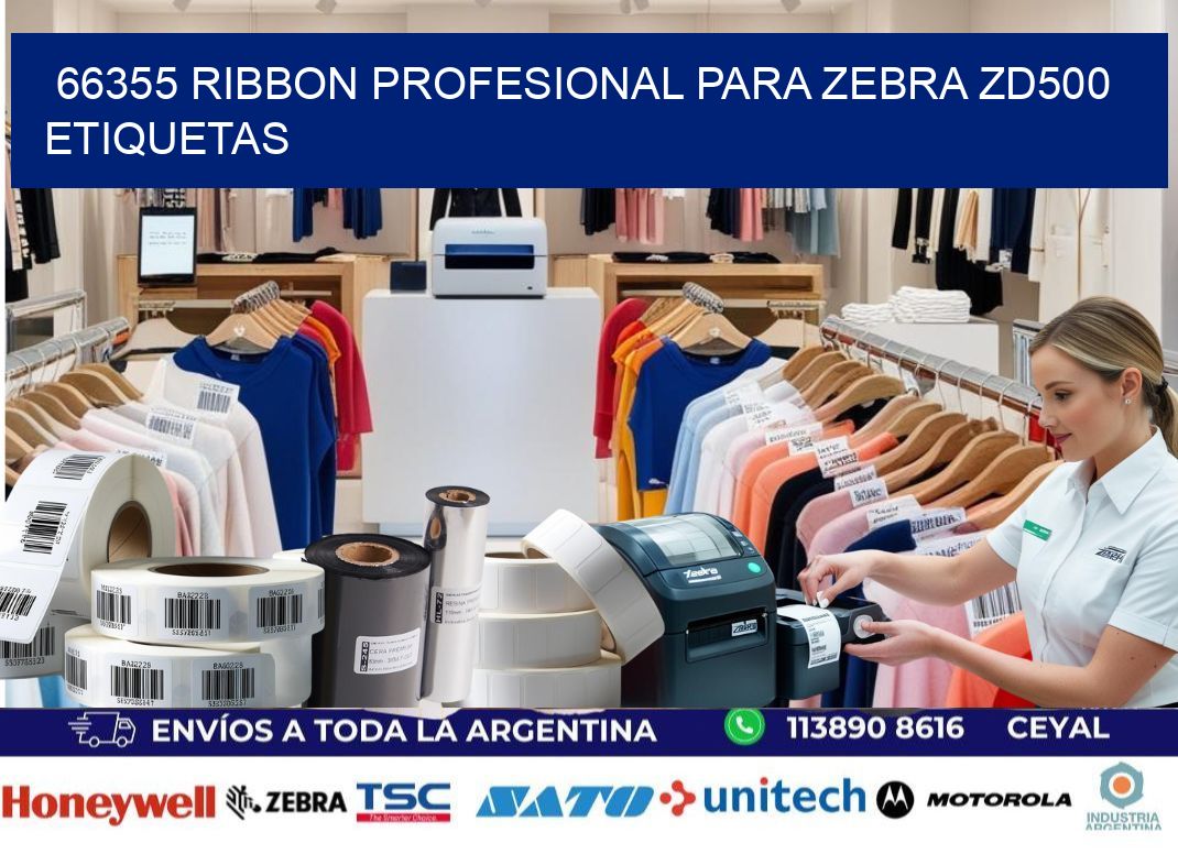 66355 ribbon profesional para zebra zd500 etiquetas