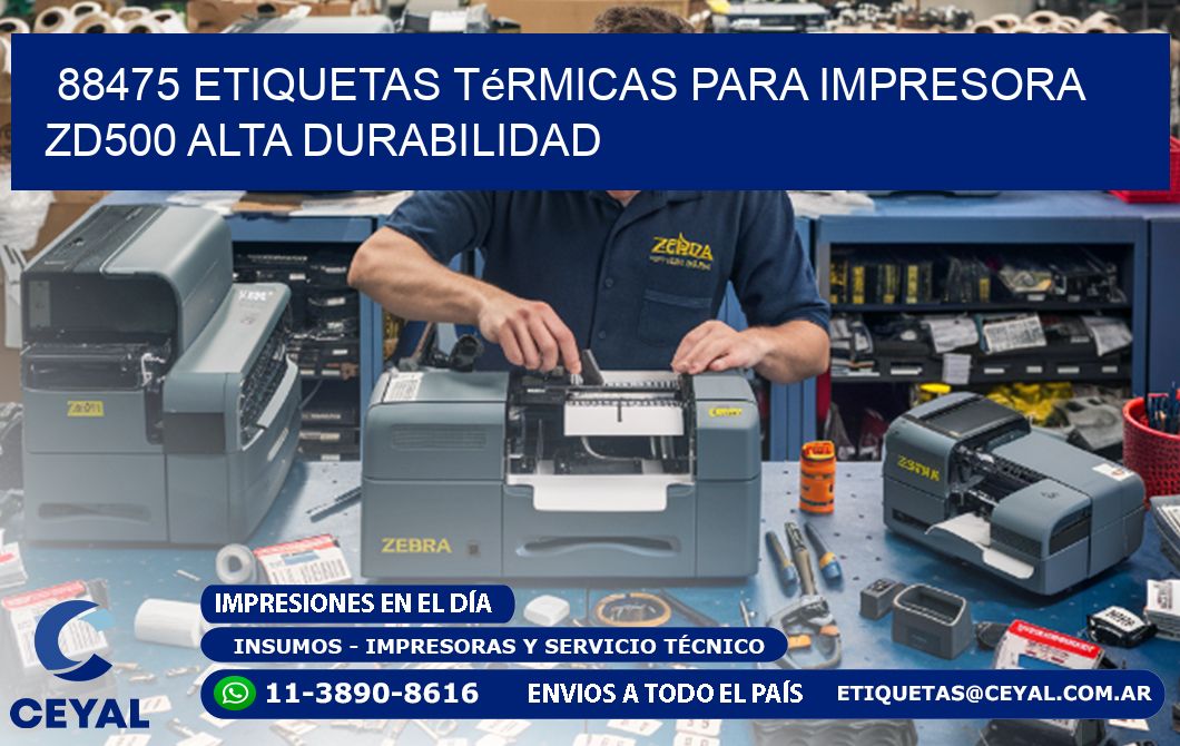88475 etiquetas térmicas para impresora zd500 alta durabilidad