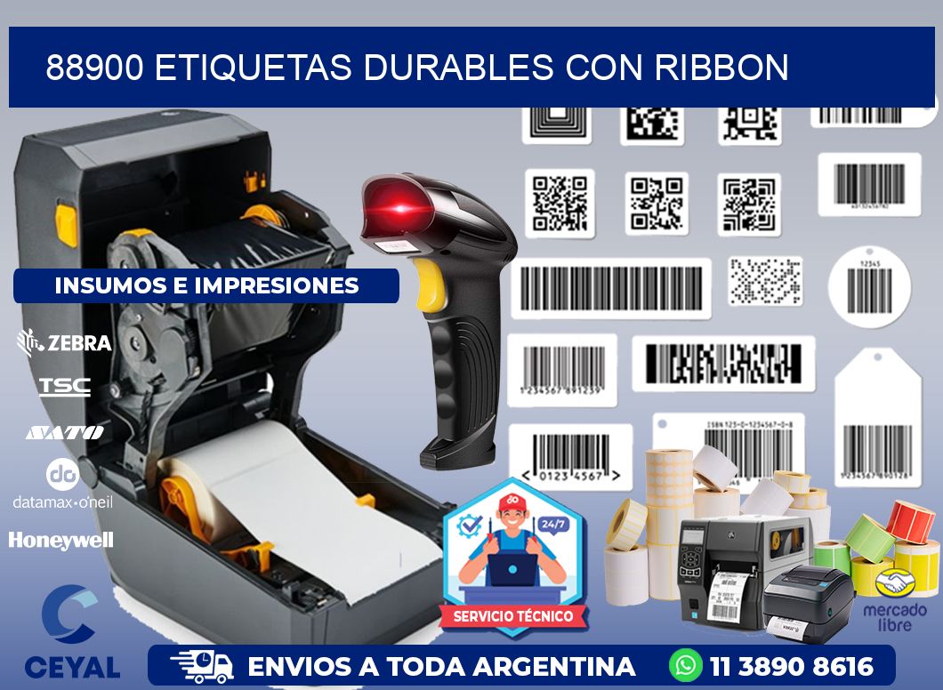 88900 etiquetas durables con ribbon