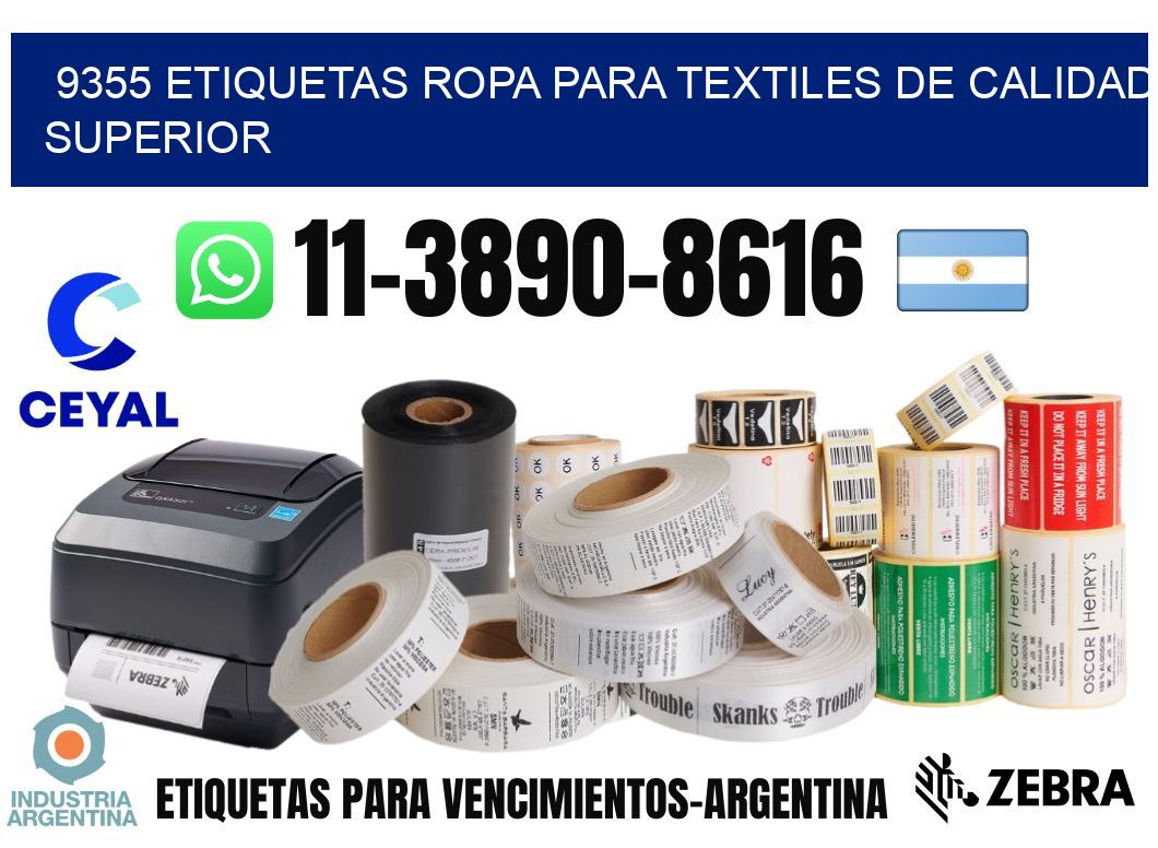 9355 Etiquetas ropa para textiles de calidad superior