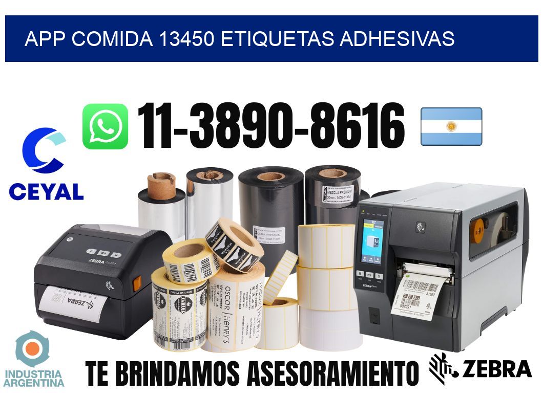 App comida 13450 etiquetas adhesivas
