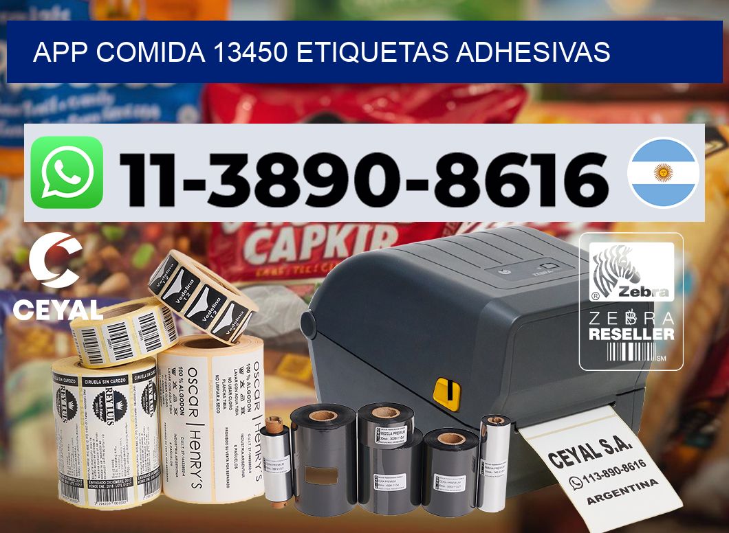 App comida 13450 etiquetas adhesivas