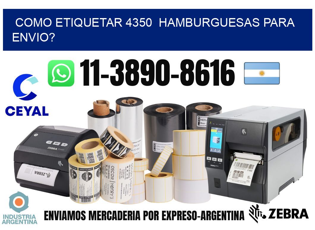 como etiquetar 4350  hamburguesas para envio?