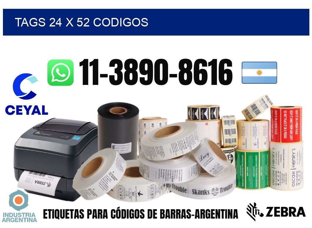 tags 24 x 52 codigos