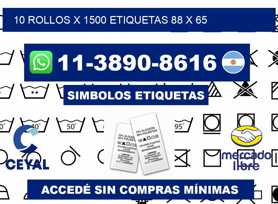 10 rollos x 1500 etiquetas 88 x 65