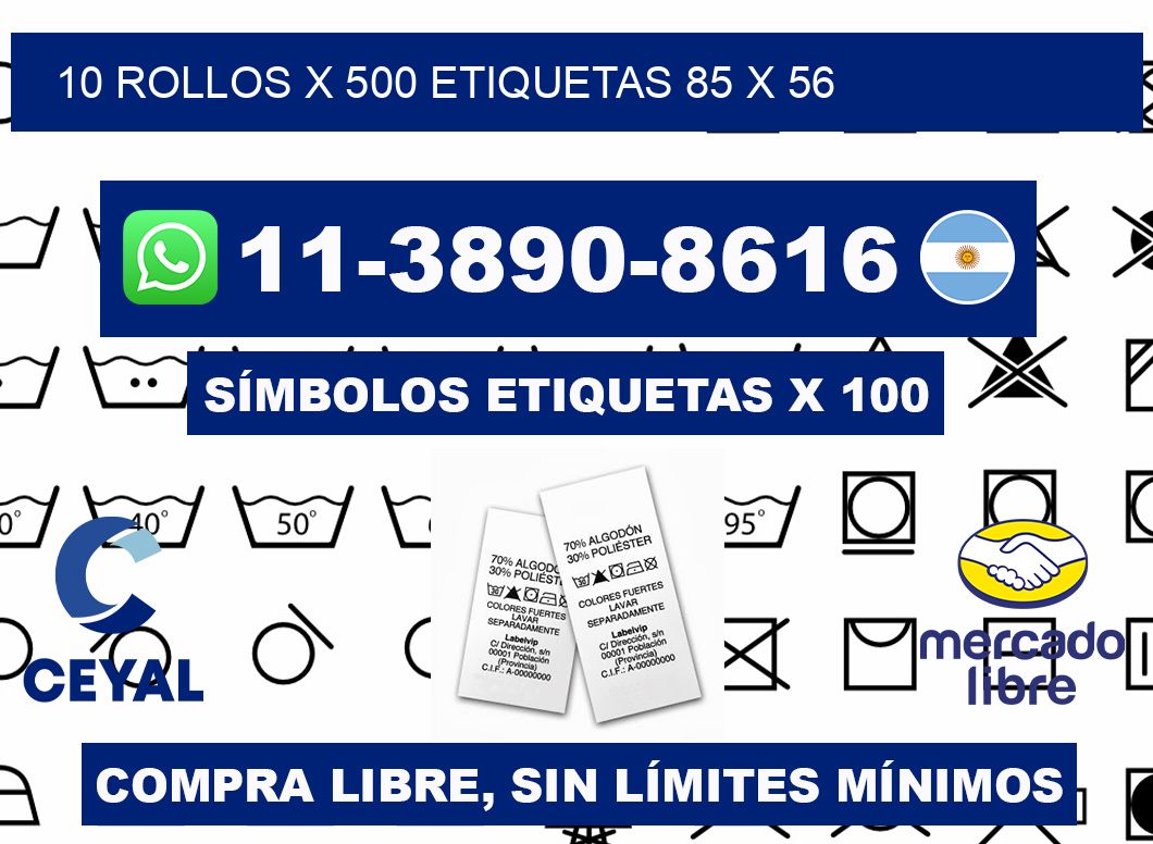 10 rollos x 500 etiquetas 85 x 56