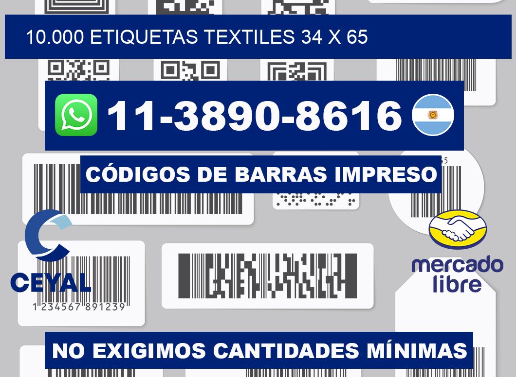 10.000 ETIQUETAS TEXTILES 34 x 65
