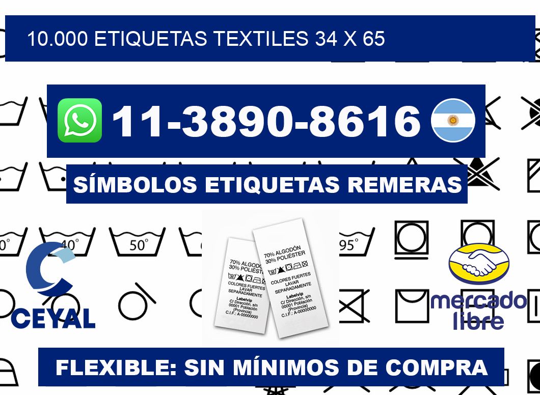 10.000 ETIQUETAS TEXTILES 34 x 65