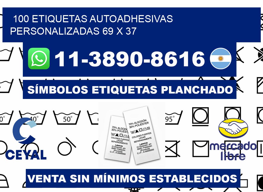 100 Etiquetas autoadhesivas personalizadas 69 x 37