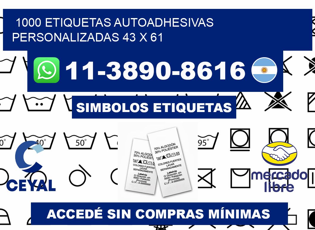 1000 Etiquetas autoadhesivas personalizadas 43 x 61