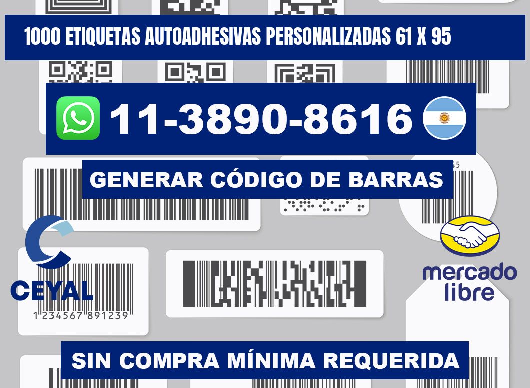 1000 Etiquetas autoadhesivas personalizadas 61 x 95