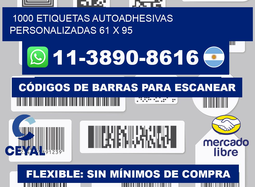 1000 Etiquetas autoadhesivas personalizadas 61 x 95
