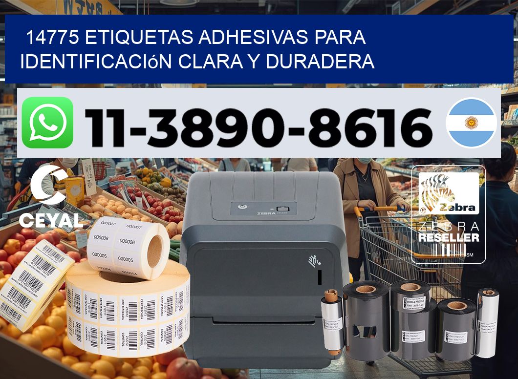 14775 Etiquetas adhesivas para identificación clara y duradera