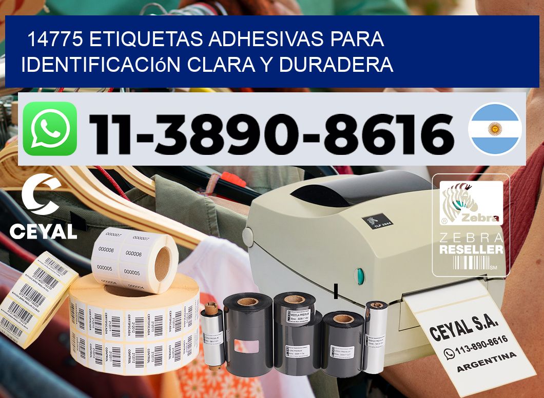 14775 Etiquetas adhesivas para identificación clara y duradera