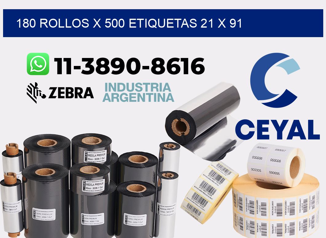 180 rollos x 500 etiquetas 21 x 91