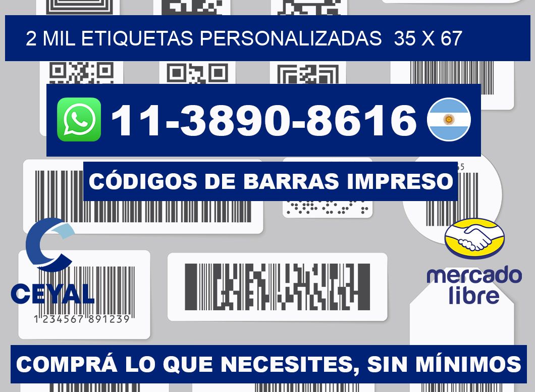 2 mil etiquetas personalizadas  35 x 67