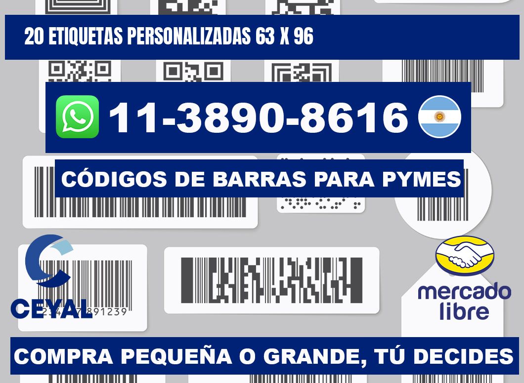 20 ETIQUETAS PERSONALIZADAS 63 x 96