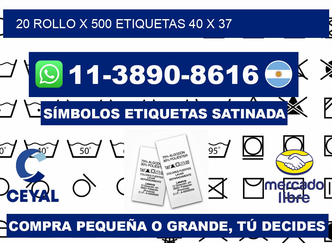 20 rollo x 500 etiquetas 40 x 37