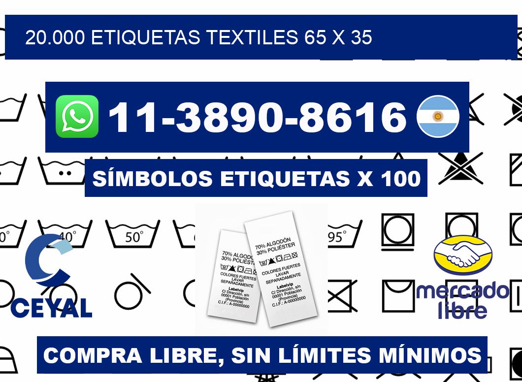 20.000 ETIQUETAS TEXTILES 65 x 35