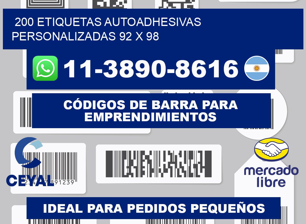 200 Etiquetas autoadhesivas personalizadas 92 x 98