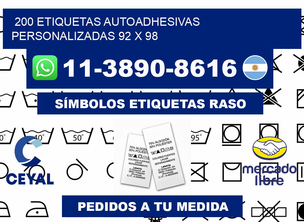 200 Etiquetas autoadhesivas personalizadas 92 x 98