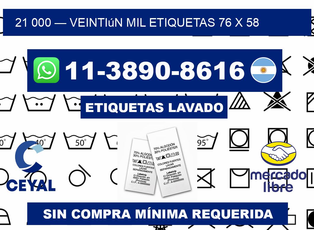 21 000 — veintiún mil etiquetas 76 x 58