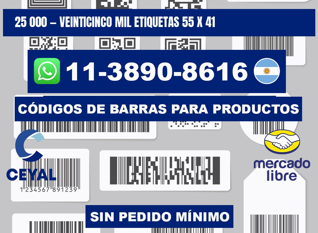 25 000 — veinticinco mil etiquetas 55 x 41