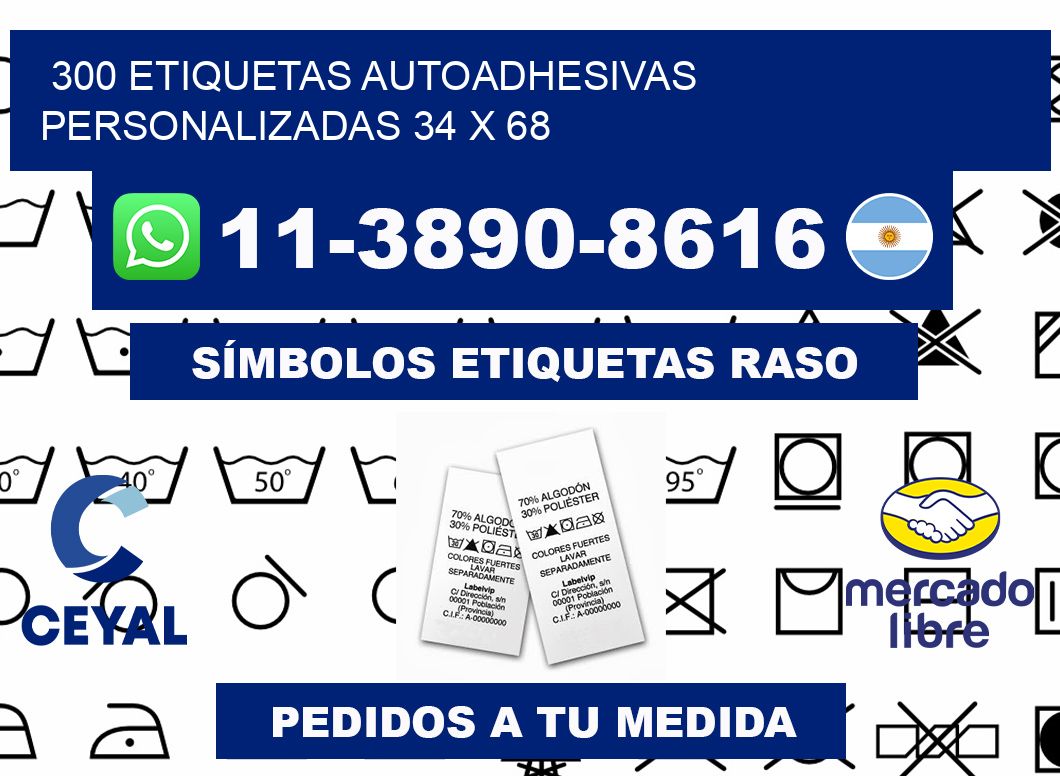 300 Etiquetas autoadhesivas personalizadas 34 x 68