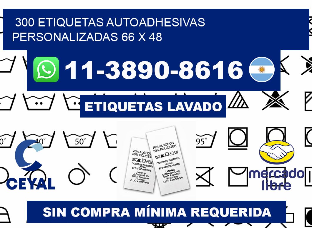 300 Etiquetas autoadhesivas personalizadas 66 x 48