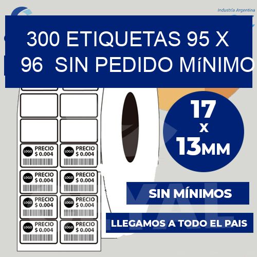 300 etiquetas 95 x 96  Sin pedido mínimo