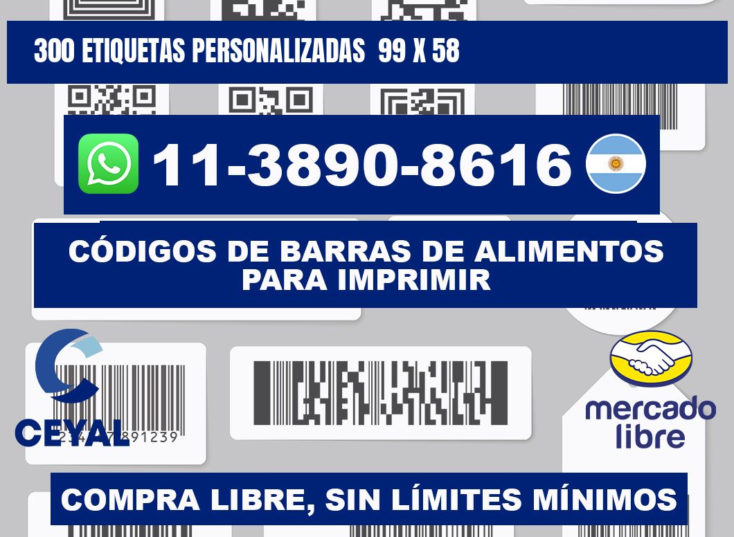 300 etiquetas personalizadas  99 x 58