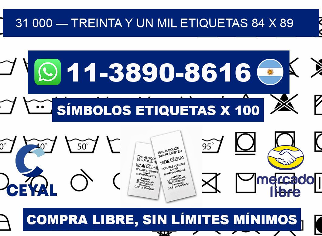 31 000 — treinta y un mil etiquetas 84 x 89