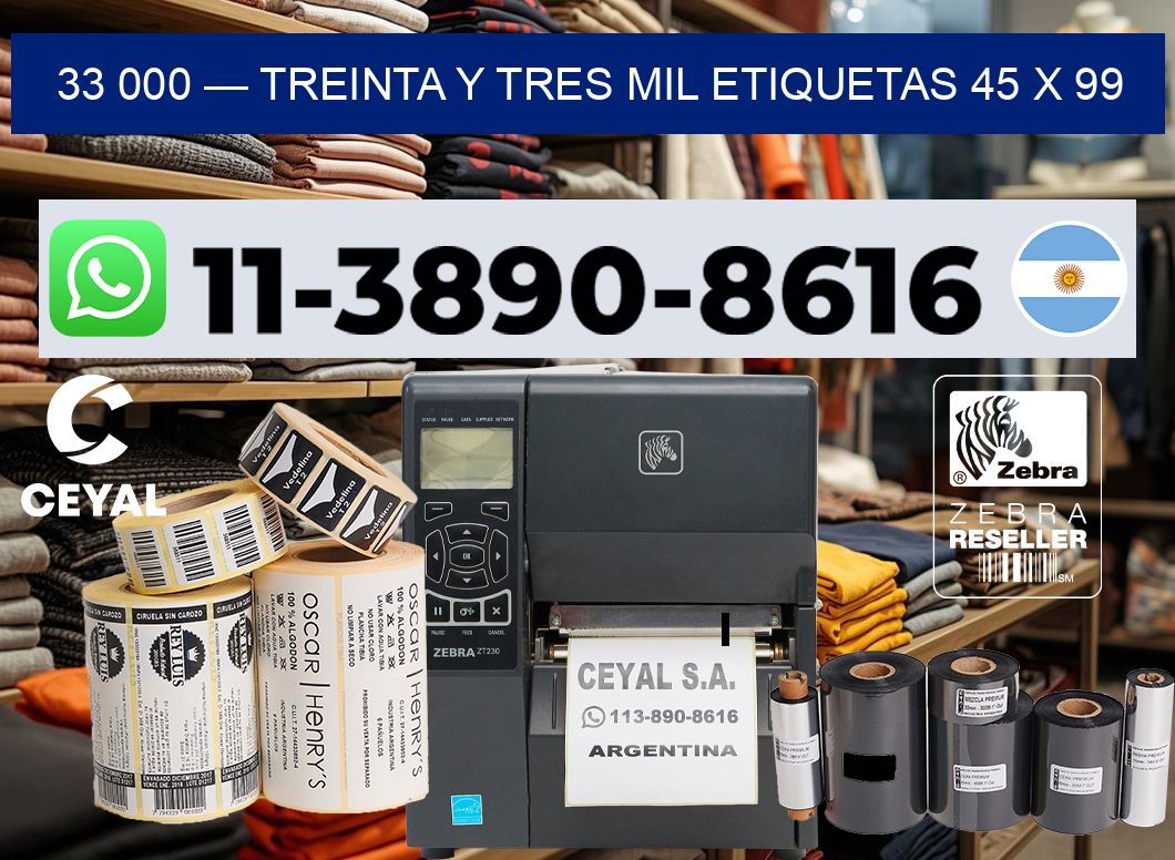 33 000 — treinta y tres mil etiquetas 45 x 99