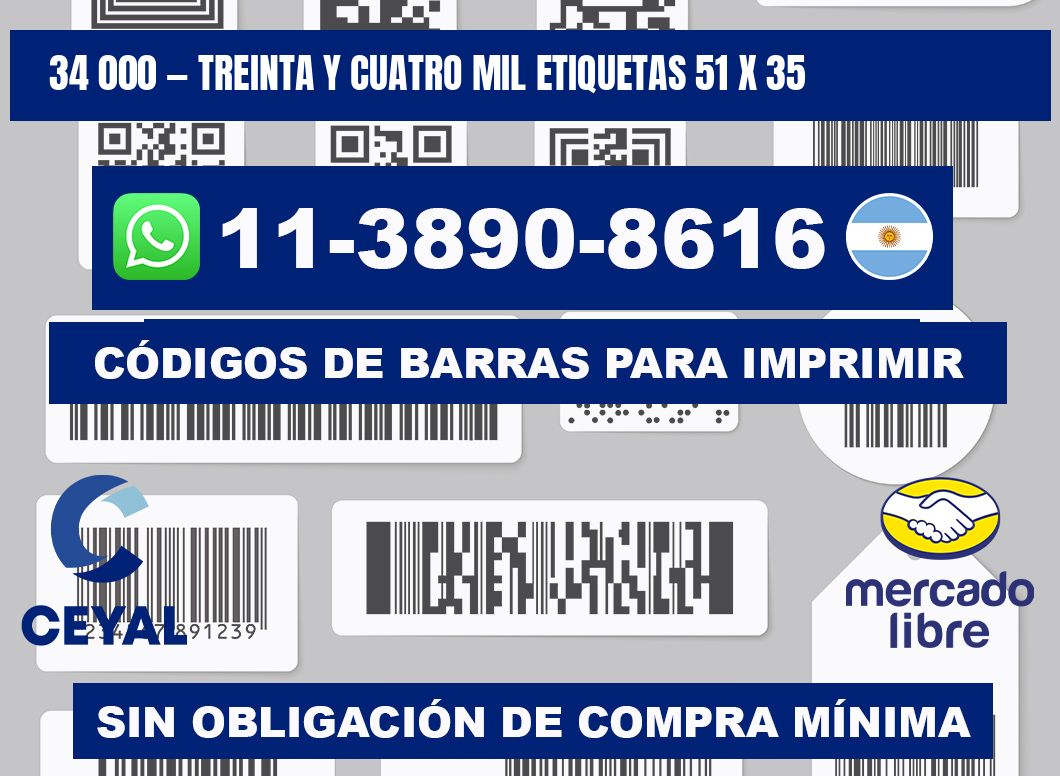34 000 — treinta y cuatro mil etiquetas 51 x 35