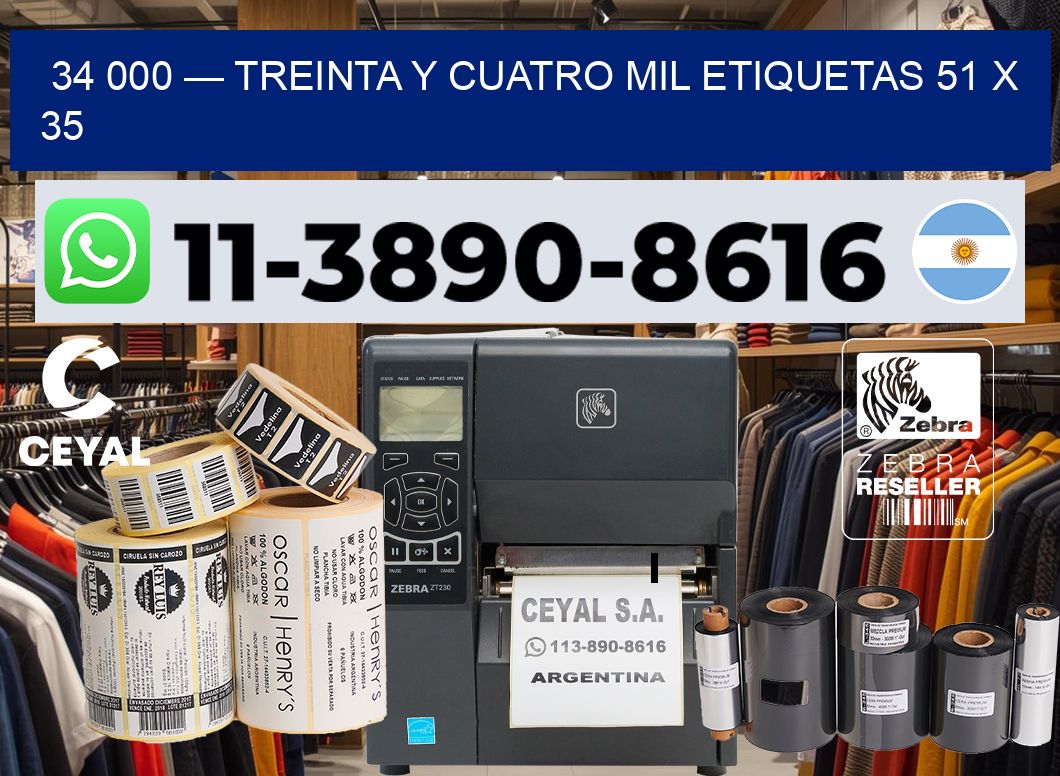 34 000 — treinta y cuatro mil etiquetas 51 x 35
