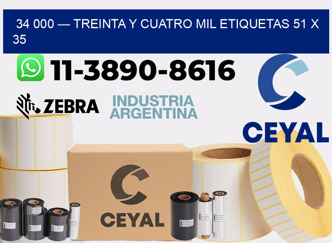 34 000 — treinta y cuatro mil etiquetas 51 x 35