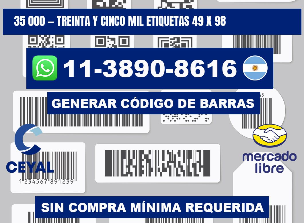 35 000 — treinta y cinco mil etiquetas 49 x 98