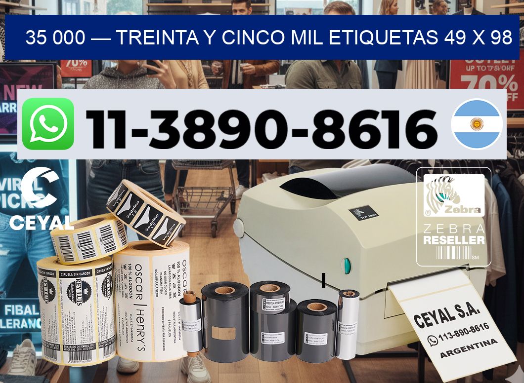35 000 — treinta y cinco mil etiquetas 49 x 98