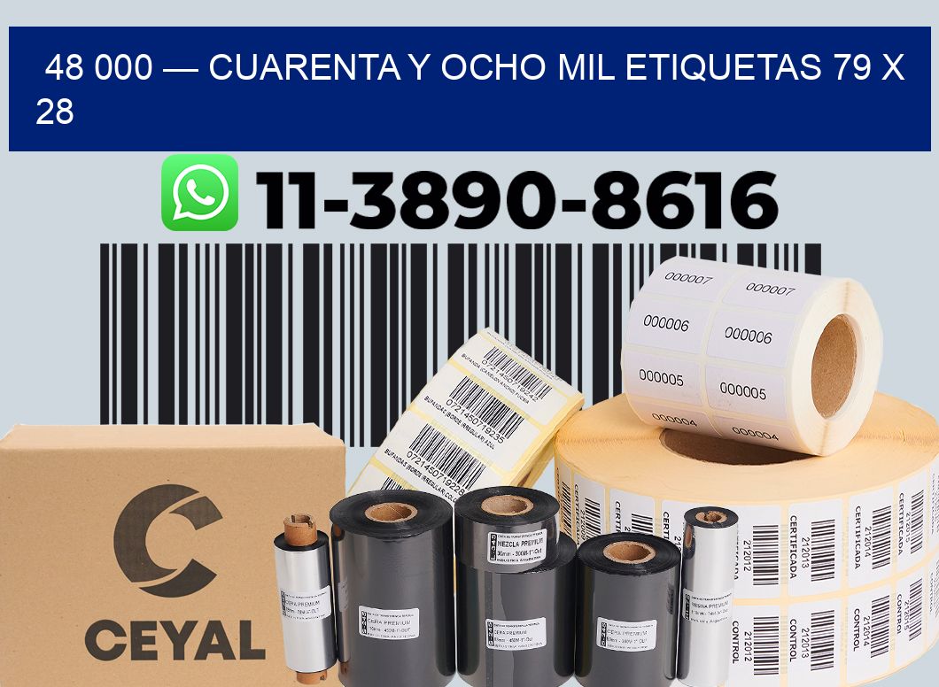 48 000 — cuarenta y ocho mil etiquetas 79 x 28