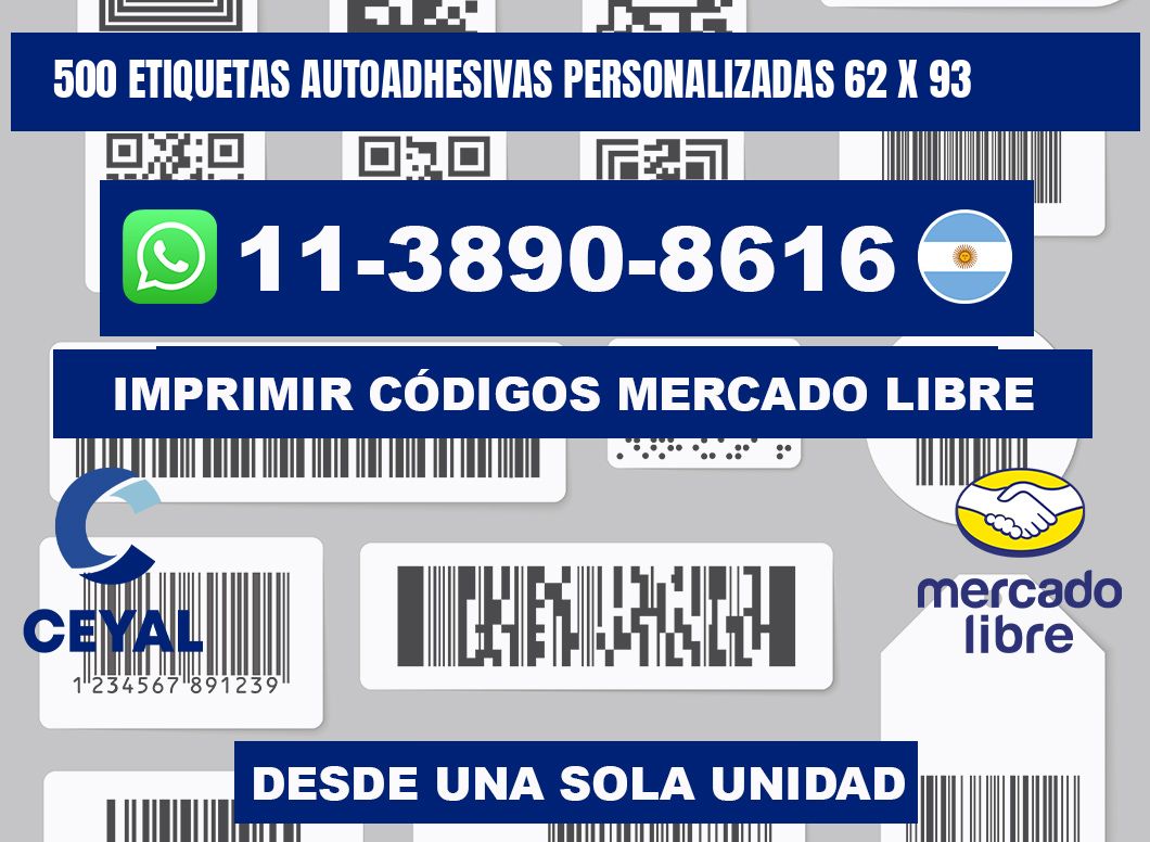 500 Etiquetas autoadhesivas personalizadas 62 x 93