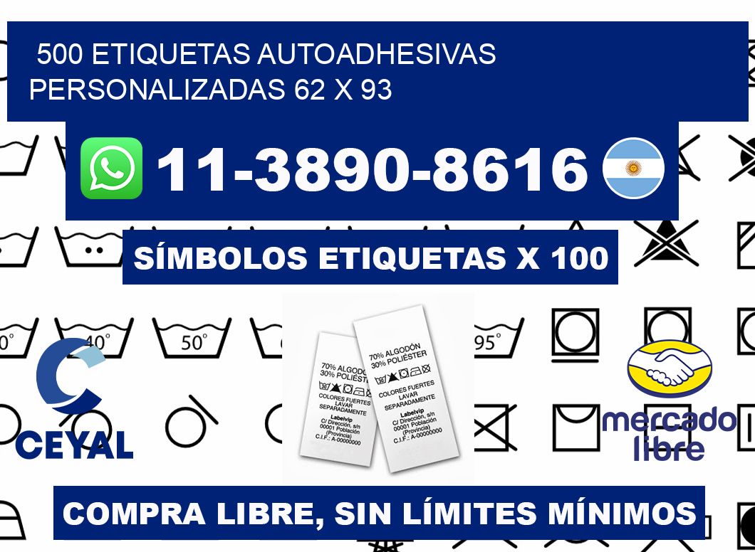 500 Etiquetas autoadhesivas personalizadas 62 x 93