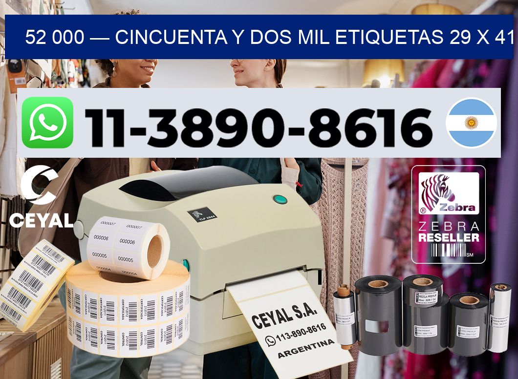 52 000 — cincuenta y dos mil etiquetas 29 x 41