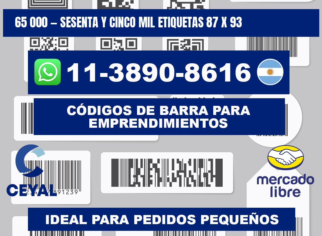 65 000 — sesenta y cinco mil etiquetas 87 x 93