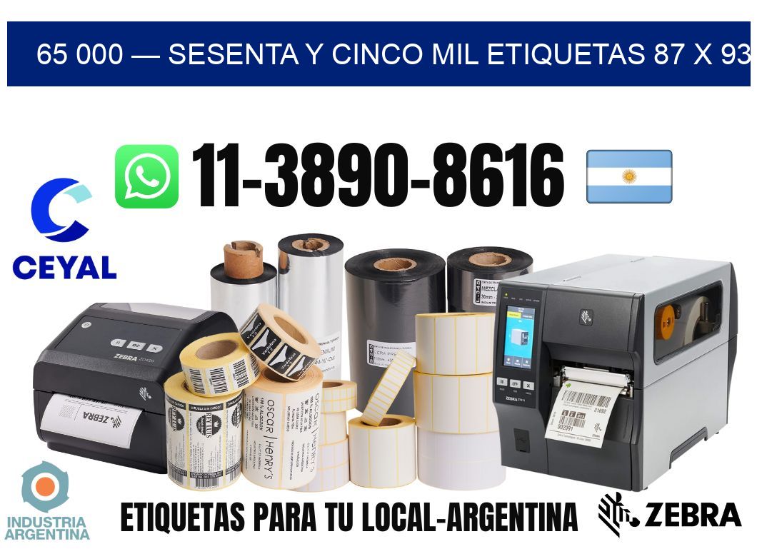 65 000 — sesenta y cinco mil etiquetas 87 x 93