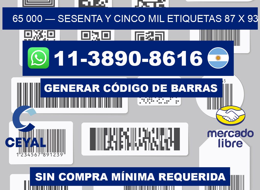 65 000 — sesenta y cinco mil etiquetas 87 x 93