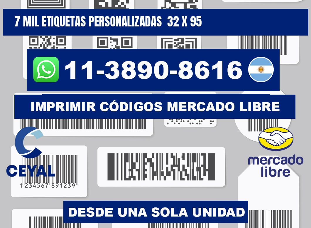 7 mil etiquetas personalizadas  32 x 95