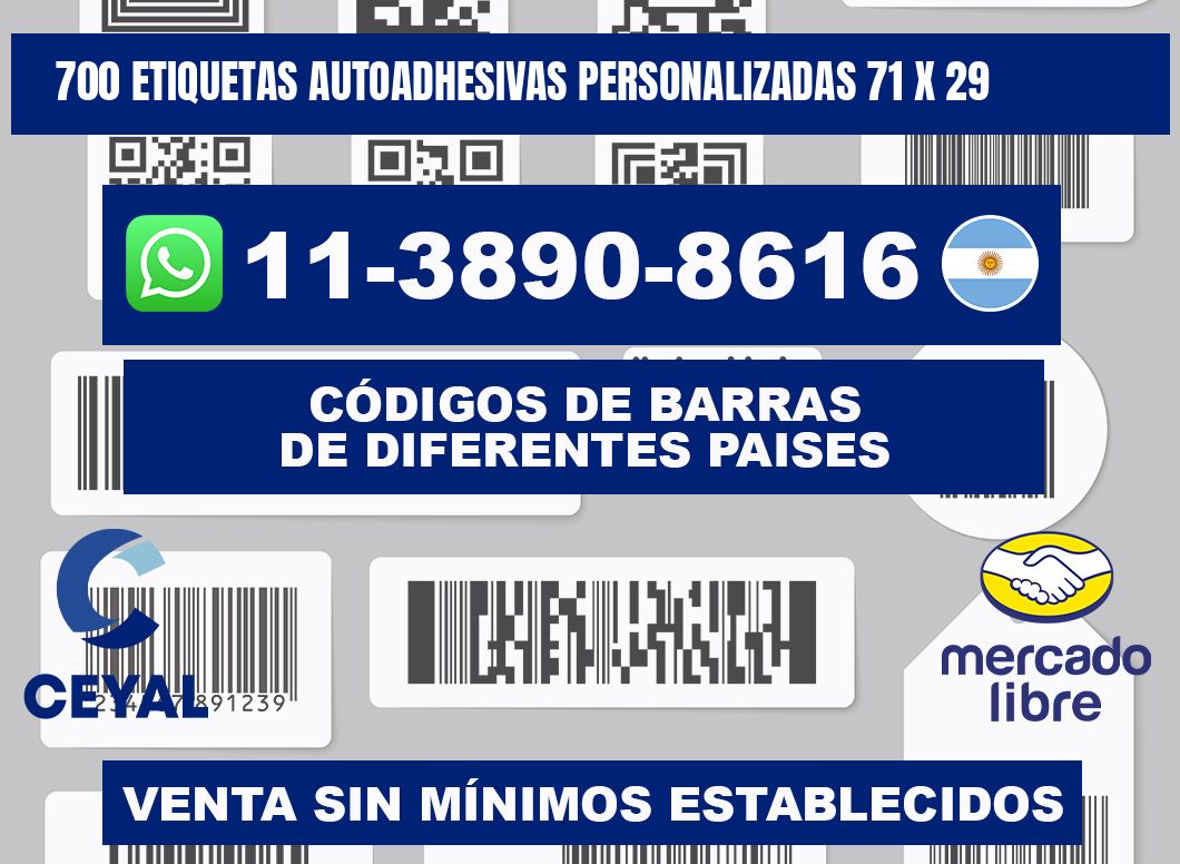700 Etiquetas autoadhesivas personalizadas 71 x 29