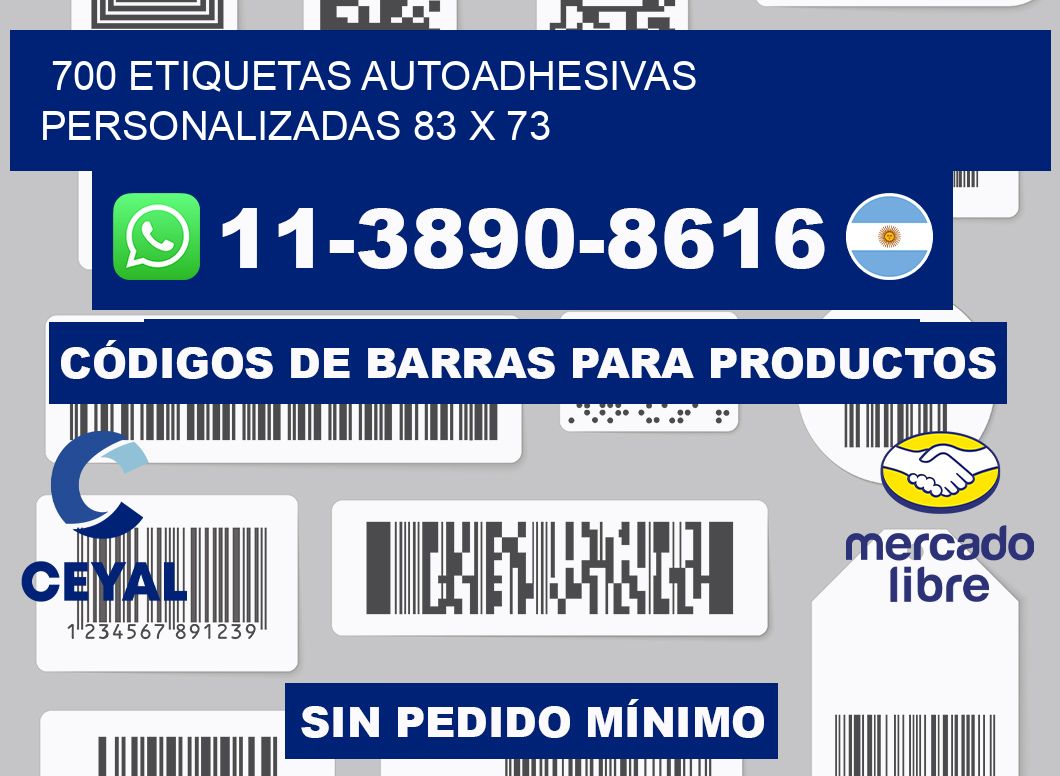 700 Etiquetas autoadhesivas personalizadas 83 x 73