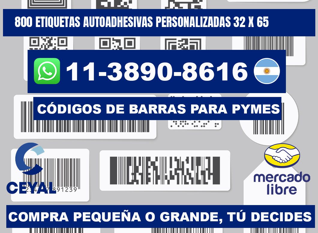 800 Etiquetas autoadhesivas personalizadas 32 x 65