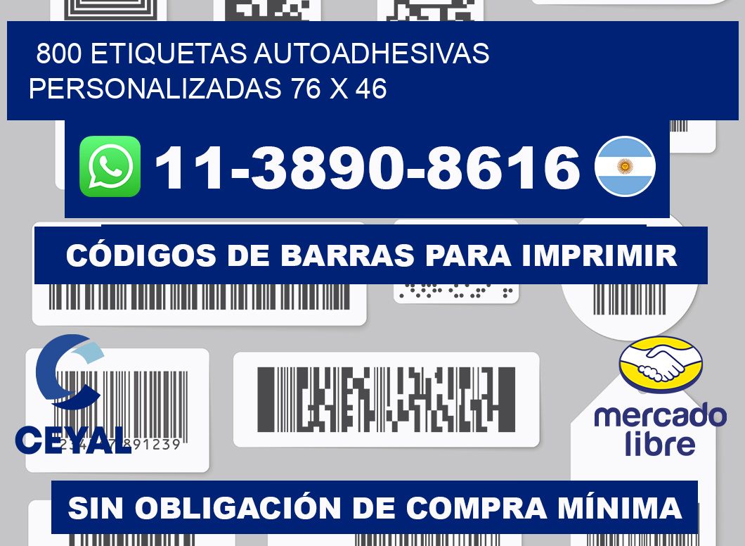 800 Etiquetas autoadhesivas personalizadas 76 x 46